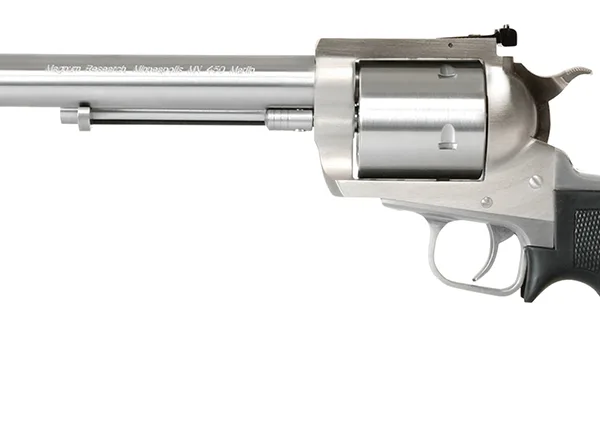 Magnum Research BFR45707 BFR Long Cylinder Large Frame 45-70 Gov 5 Shot, 7.50" Brushed Stainless Steel Barrel, Cylinder & Frame, Black Hogue Rubber Grip, Exposed Hammer
