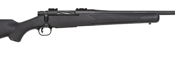Mossberg 27851 Patriot  Full Size 7mm-08 Rem 4+1 22" Matte Blued Fluted Barrel, Drilled & Tapped Matte Blued Stainless Steel Receiver, Black Fixed Synthetic Stock, Right Hand