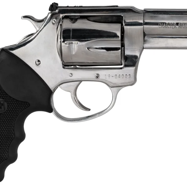 Charter Arms 73539 Mag Pug  Large 357 Mag, 5 Shot 3" High Polished Stainless Steel Barrel, Cylinder & Frame w/Black Finger Grooved Rubber Grip