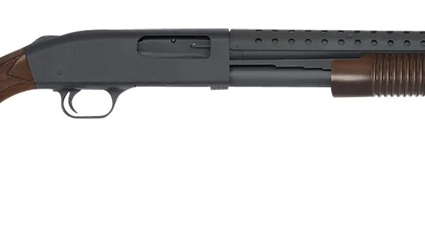 Mossberg 52150 590 Retrograde 12 Gauge Pump 3" 8+1 20" Matte Blued Heat Shield Barrel, Matte Blued Drilled & Tapped Receiver,  Fixed Walnut Stock