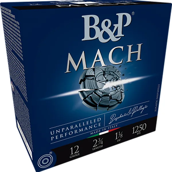 B&p Ammunition 12B1F2L8 Mach LV  12Gauge 2.75" 1oz 8Shot 25 Per Box/10 Case